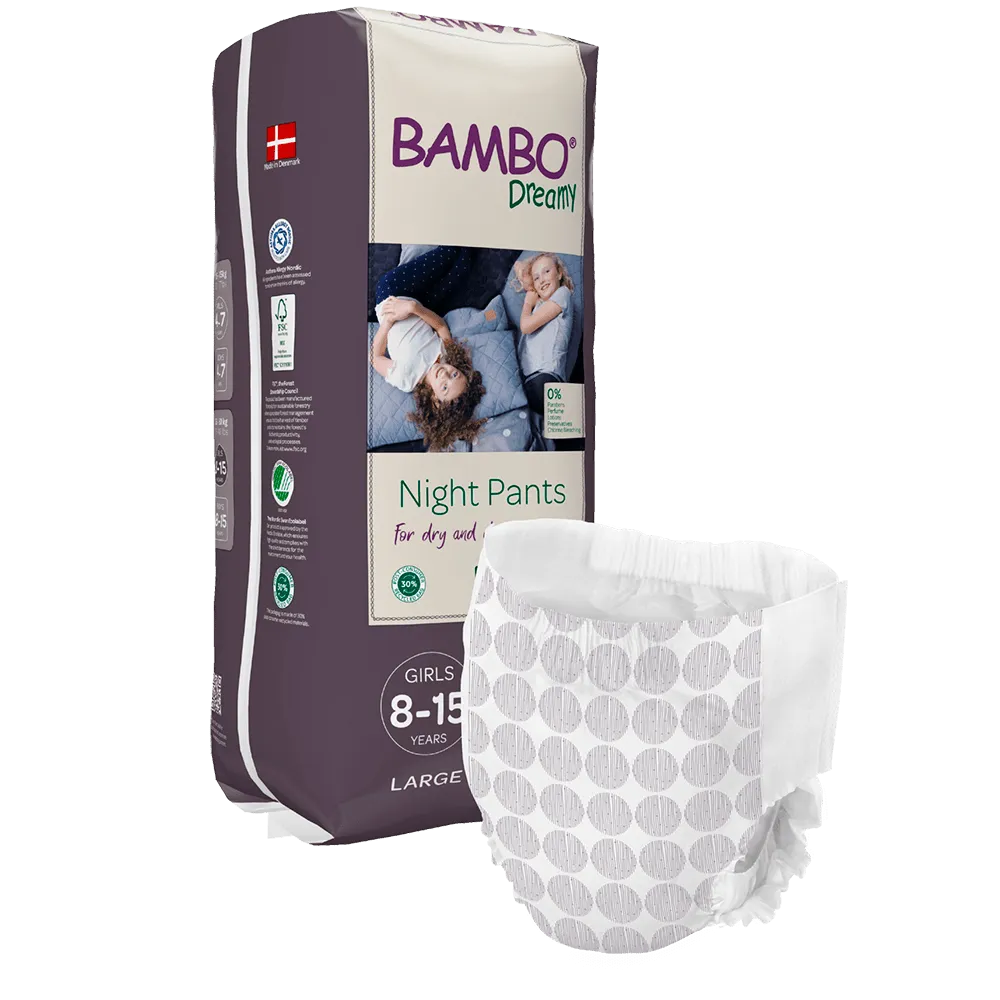 Fraldas Noturnas Bambo Dreamy, Meninas 8-15 anos (35-50 Kg) 10un.