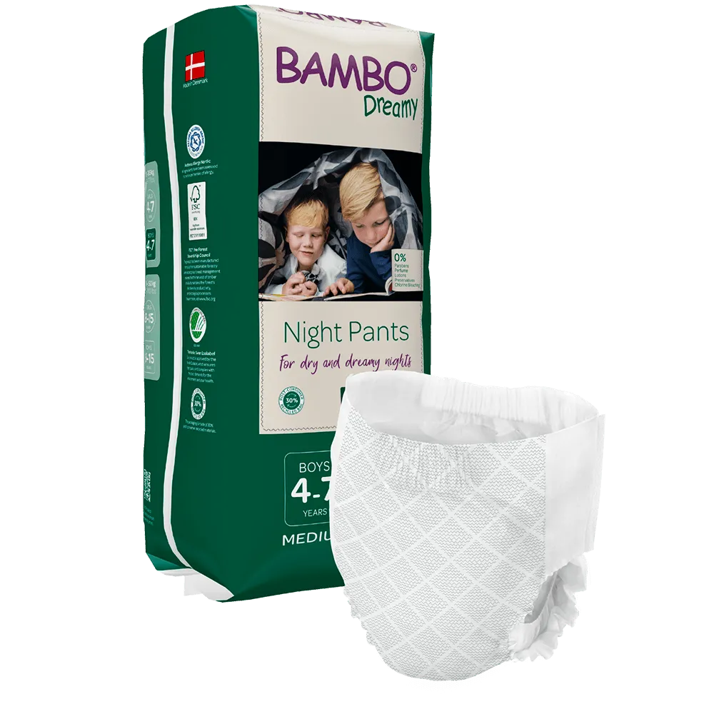 Fraldas Noturnas Bambo Dreamy, Meninos 4-7 anos (15-35 Kg) 10un.