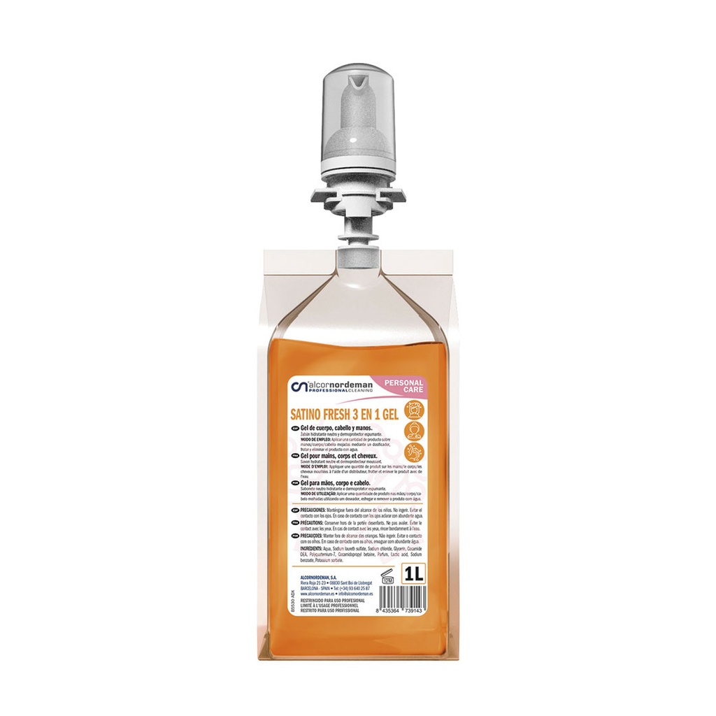 Sabonete Hidratante p/ Corpo, Cabelo e Mãos (SATINO FRESH GEL 3 EM 1) 1L