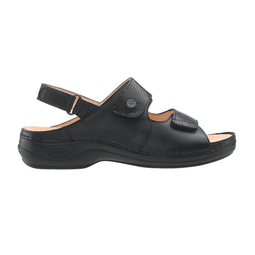 Sandália De Senhora Comfy Ajustável Pele Gravada